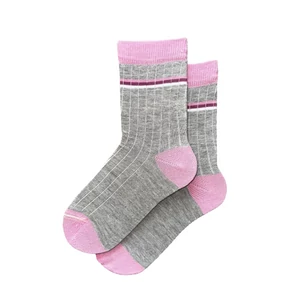 Gyermek bokazokni bordás rózsaszín csíkkal