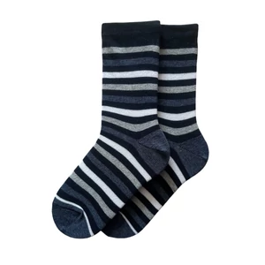 Gyermek bokazokni szürke-farmerkék-fehér csíkos