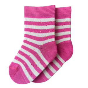 Baba zokni/Bokazokni rózsaszín csíkos apró pöttyök