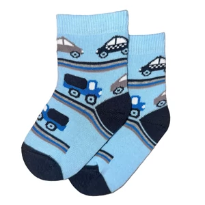 Baba zokni/Bokazokni világoskék autók