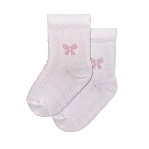 Baba zokni/Bokazokni fehér azsúr mintás masni