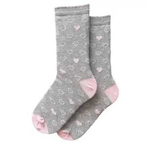 Gyermek bokazokni szürke alap rózsaszín szív