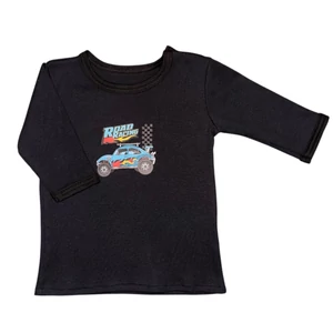 Baba 3/4-es ujjú felső fekete alap-road racing (kék autó)