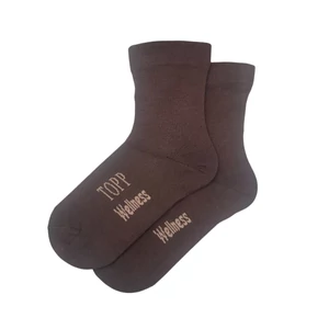 Wellness gumi nélküli pamutzokni barna