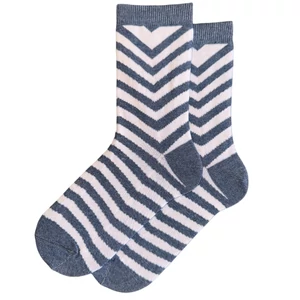 Női bokazokni cikk-cakk mintás farmerkék