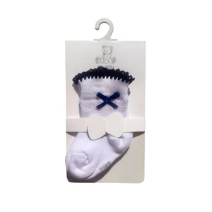 Teddy bokazokni első hónapokra fehér - sötétkék horgolt + masni