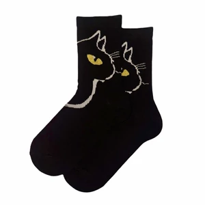 Női bokazokni sárga szemű-kontúr cica