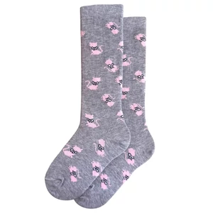 Gyermek térdzokni szürke alap-rózsaszín cicák 