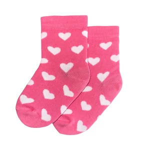 Baba zokni/Bokazokni pink alap fehér szívek