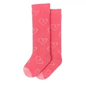Baba zokni / Térdzokni rózsaszín alap kontúr szívek