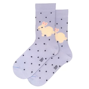 Női bokazokni kék alapon nyuszi 