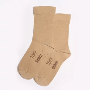 Wellness gumi nélküli pamutzokni drapp