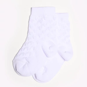 Baba zokni/Bokazokni fehér dudor szívekkel