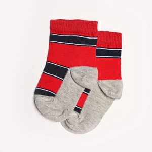 Baba zokni/Bokazokni piros-sötétkék csíkos