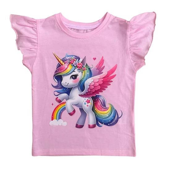 Baba / Gyermek póló rózsaszín színes unikornis