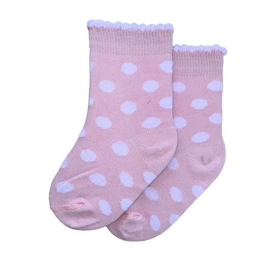 Baba zokni/Bokazokni rózsaszín fehér pötty