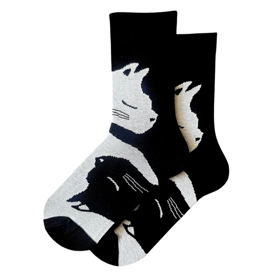 Női bokazokni yin-yang cica