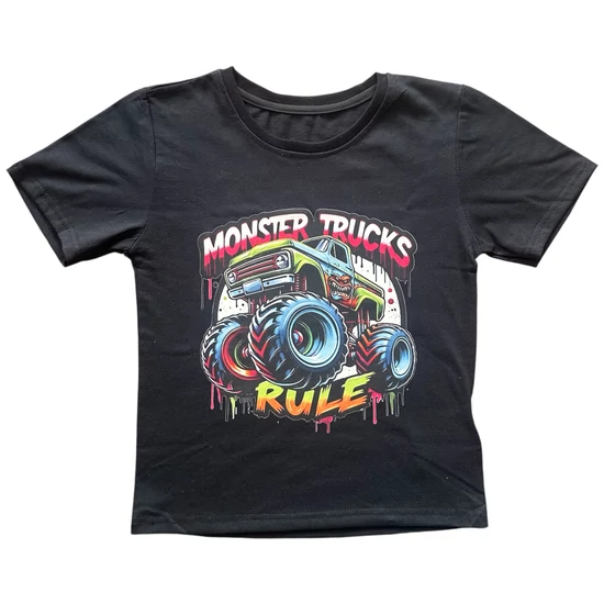 Baba / Gyermek póló fekete "monster trucks rule"