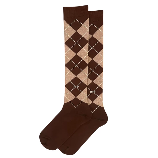 Felnőtt térdzokni barna kárókocka