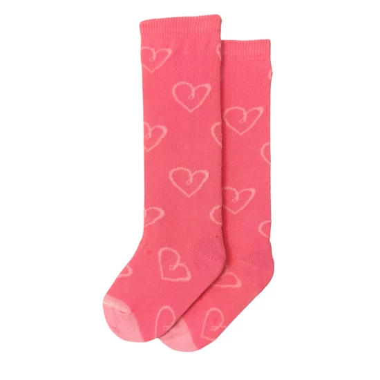 Baba zokni / Térdzokni rózsaszín alap kontúr szívek