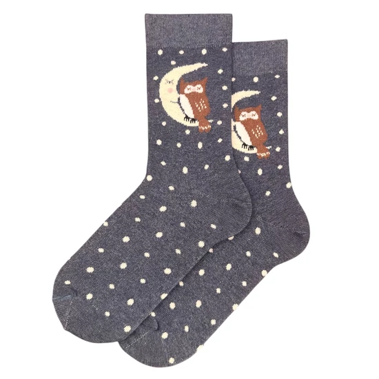 Női bokazokni bagoly és hold