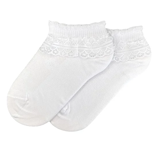 Gyermek titokzokni áttört virág fehér-csipkével